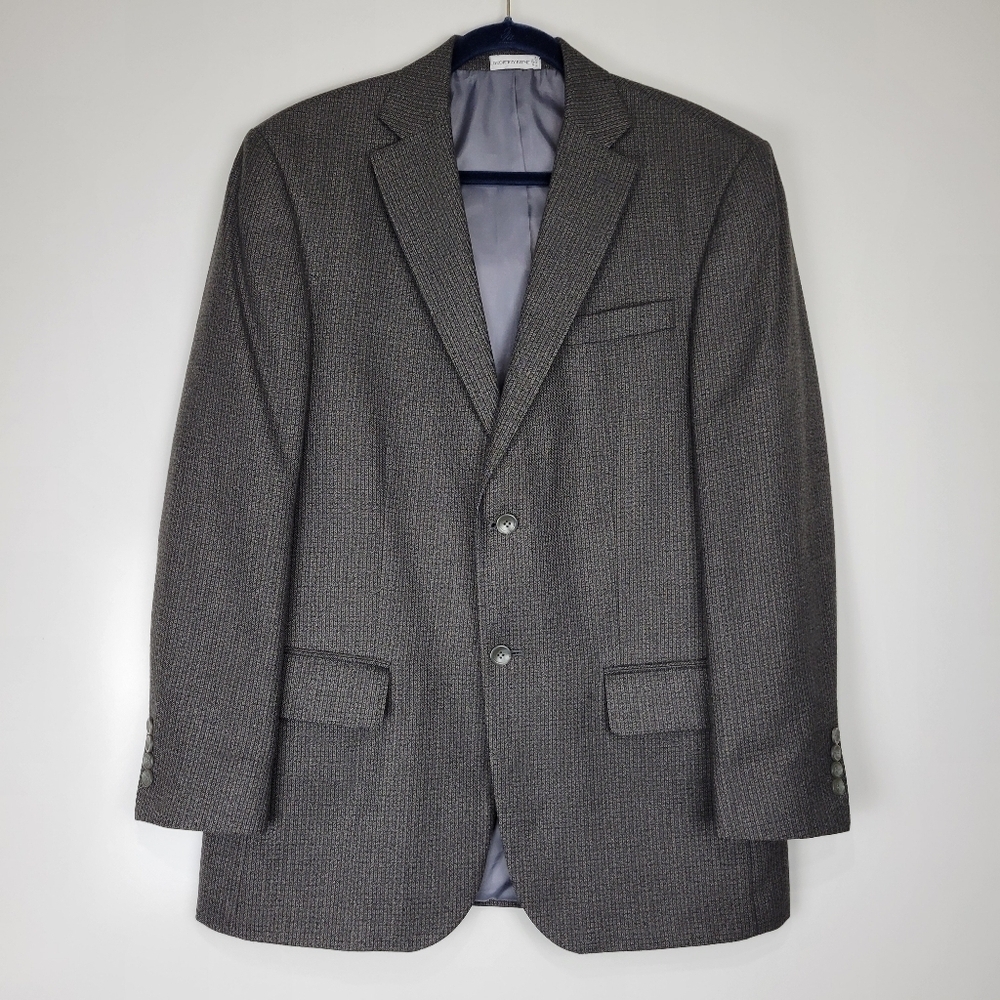 Geoffrey Beene Men's Textured Gray Black Brown Blazer 2 Button Size 42R